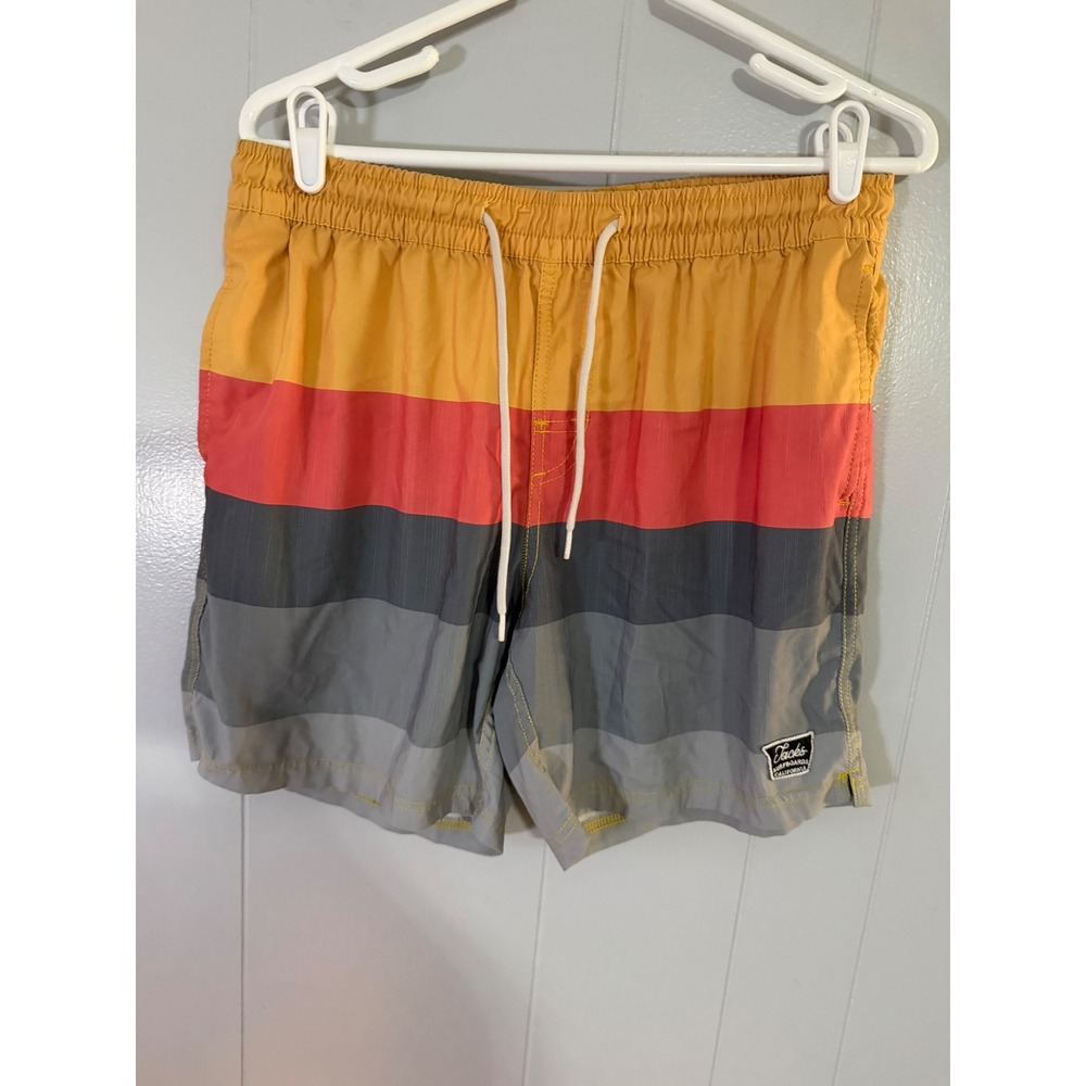 Jacks Surfboards Swim Trunks Mens Medium Multi Color Striped Board Shorts